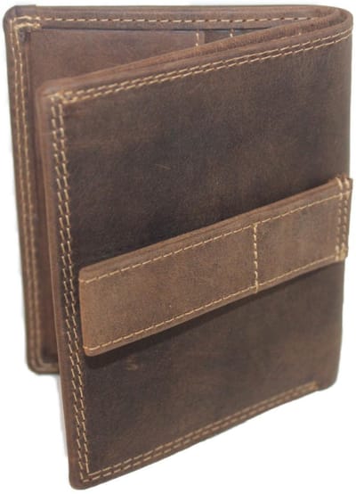 Oi Hunter bruine leren Creditcardmapje met lus voor aan riem / veilig pasjesmapje te bevestigen aan riem of ceintuur met ruimte voor biljetten / leren pasjeshouder RFID SAFE / bruin leer / 225H