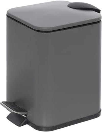 Vierkante afvalemmer 3 liter - Grijze prullenbak 16 x 16 x 24 cm