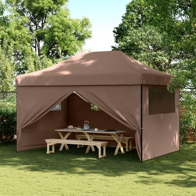 Opvouwbare Partytent - Pop-up Paviljoen - Feestelijke Bijeenkomsten - Met 4 Zijpanelen - 150 x 27 x 22.5 cm - Bruin