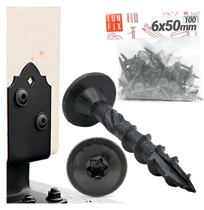 LUN FIX - Houtschroeven 6x50 mm - 100 stuks - verzinkt - schotelkop, torx schroeven voor akoestische panelen