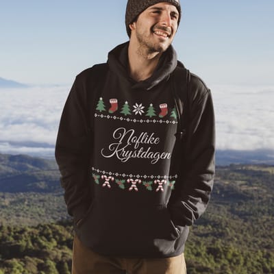 Friese Kerst Hoodie Zwart Noflike Krystdagen Candy Cane - Maat XS - Uniseks Fit - Kerstkleding Voor Dames & Heren