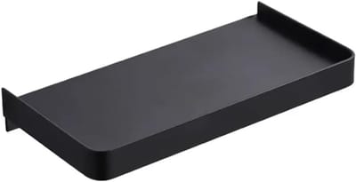 Famanu – Badkamerrek van 19 cm, zelfklevend, roestvrij staal, zonder boren, wandmontage, zwart