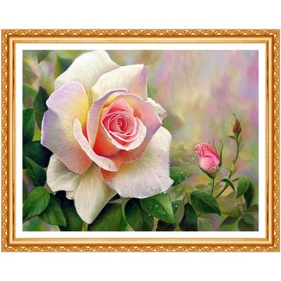 3D Diamant Schilderij Steek Roos Bloemen Strass Kristal Borduurwerk Volledige Diamant Decoratie 20X30CM beige