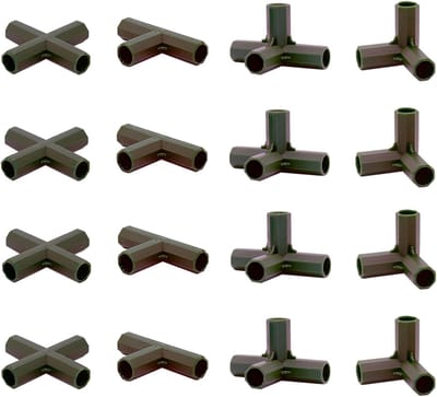 Broeikas Frame Connectoren - Ondersteuning Koppelingen - Tuin Constructie Bouwen - Heavy Duty Ontwerp - 16 Stuks - Zwart
