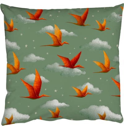 Sierkussens - Kussentjes Woonkamer - 50x50 cm - Dinosaurussen - Wolken - Sterren - Oranje