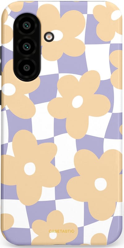 Casetastic hoesje geschikt voor Samsung Galaxy A36 / Samsung Galaxy A56 - Dubbellaagse bescherming - Madeliefjes feest - Fashion Case - Zand Wit Lila Zilver