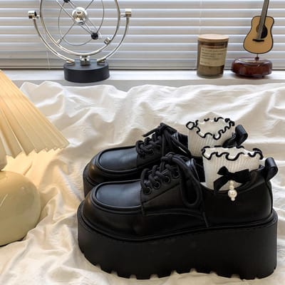 Hoge platform loafers dames veterschoenen chunky flats dames kunstleren schoenen waterdicht dames dikke zool loafers dames flats 36 white