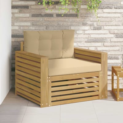 vidaXL - Buitensofa - Polyester - Wit - en - Beige