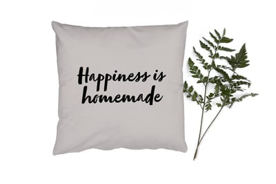 Sierkussens - Kussentjes Woonkamer - 50x50 cm - Quotes - Spreuken - Happiness is homemade - Geluk
