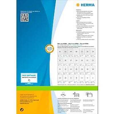 Universele etiketten HERMA 4606, permanent klevend, zelfklevend, bedrukbaar, B 38,1 x H 21,2 mm, FSC® papier, wit, 13000 stuks/200 vellen