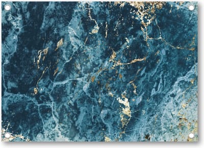 Blauw en Goud - Marmer patroon - Tuinposter 70x50 - Wanddecoratie - Minimalist