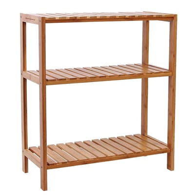 ACAZA Opbergrek - 66 x 60 x 26 cm - Badkamerrek - Badkamermeubel - Verstelbare Planken - Bamboe