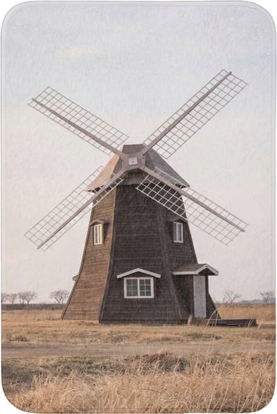 Badmat 60x90 cm - Antislip - Windmolens - Landschap - Veld - Badmatten voor badkamer - Badkamermat - Douchemat - Badkamer mat