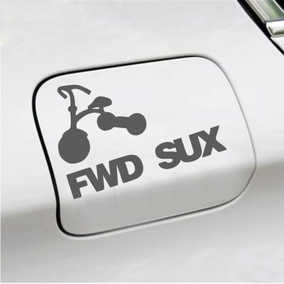 Bumpersticker - FWD SUX - 12,2 X 18 - Antraciet