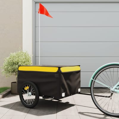 vidaXL - Fietstrailer - 45 - kg - ijzer - zwart - en - geel
