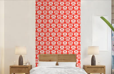 Behang - Fotobehang Bloemen - Patroon - Rood - Breedte 120 cm x hoogte 240 cm