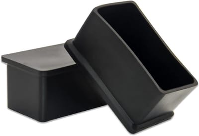 Vierkante Stoelpootdoppen PVC Rubber Zwart met Viltglijders - Beschermt Uw Vloer