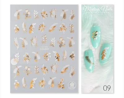 Modena Nails Nail Art Stickers Gold Glam #09