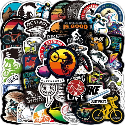 Mountain bike stickers - set 50 stuks - Outdoor sports stickers voor Laptop, Helm, Waterfles etc.