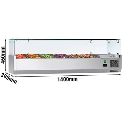 GGM Gastro Kühlaufsatzvitrine ECO - 1400x395mm - 6x GN 1/3 Zilver