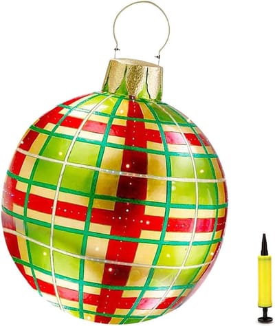 Grote Opblaasbare Kerstbal van 60 cm voor Buiten en Binnen, Perfecte Decoratie voor de Kerstboom en Feestelijke Sfeer met Pomp en PVC Materiaal
