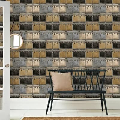 Vliesbehang Friends & Coffee - Offblack - Goud - Zilver - Beige - Grijs - Taupe-grijs - 10,05m X 53cm