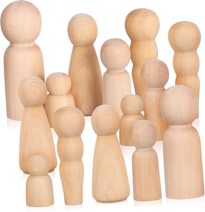 Houten Poppetjes - Doe-het-zelf Figuren - Creatieve Decoratie - Duurzaam Hout - 6 x 2.2 cm - Ongefinished
