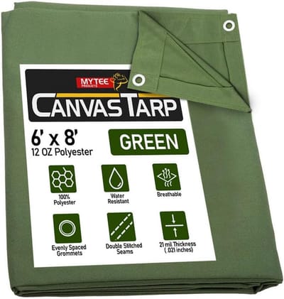 Waterbestendig Groen Canvas Zeil 6x8 Voet Zwaar 12oz voor Buiten en Afdekking
