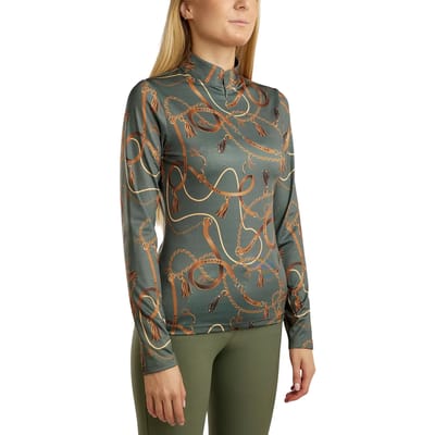 Montar FW'24 Polo Haily Bridle Print Lange Mouw - Pine Green - M