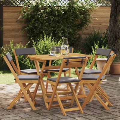 vidaXL - Bistrostoelen - voor - buiten - 6 - st - Donkergrijs - Massief - Acacia - Hout