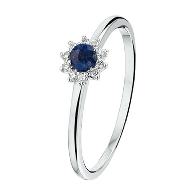 Ring Saffier En Diamant 0.07ct H P1 Halo