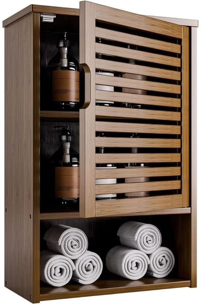 HEZIVO® WC Kastje Muur - Voor Toilet en Badkamer - Wandkast - Opbergkast - Walnoot