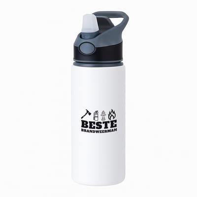 Hacebo® - Beste brandweerman waterfles met rietje zwart - Beste brandweerman - collega - cadeau - water fles - 650ML