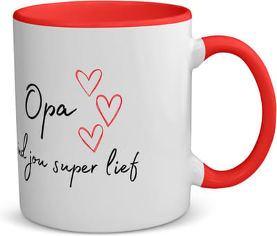 Akyol - opa ik vind jou super lief koffiemok - theemok - rood - Opa - de liefste opa - verjaardag - cadeautje voor opa - opa artikelen - kado - geschenk - 350 ML inhoud