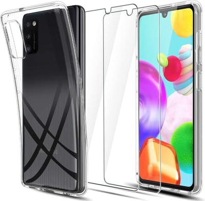 Silicone hoesje transparant met 2 Pack Tempered glas Screen Protector Geschikt voor: Samsung Galaxy A41
