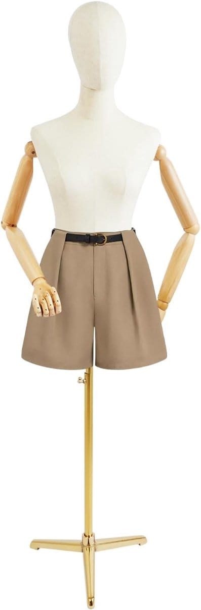 Dames Etalagepop Bovenlichaam - Mannequin Vrouwelijk - Kleding Presentatie - Verstelbare Hoogte Flexibele Armen - 92cm Model 65-120cm Hoogte - Goud
