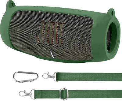 Beschermhoes van Siliconen voor JBL Charge 5 Draagbare Bluetooth Speaker met Carabiner en Schouderband, Ultralicht en Duurzaam