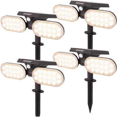 Set van 4 Pato - Solar prikspot - Bewegingssensor en schemerschakelaar - PIR - 3000K Warm wit - 2 lichtstanden - 300 Lumen - 6-12 uur brandtijd - IP65 waterdicht - Tuinspot