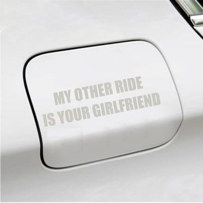 Bumpersticker - My Other Ride Is your Girlfriend - 4 X 14,8 - Zilver