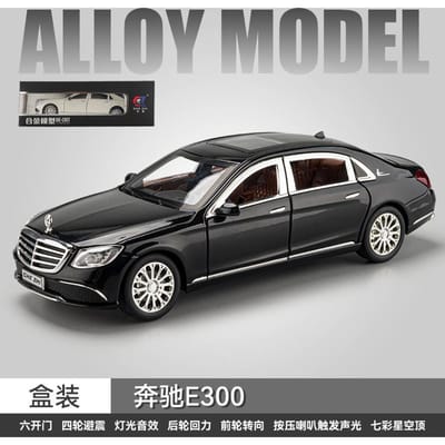 1:24 Mercedes Benz E300 Berline de Luxe Alliage Métal Modèle Réduit Son & Lumière Objets de Collection Ornements Hobby Cadeau d'Anniversaire Jouet
