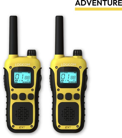 Logicom - Adventure - Walki Talkie - 10km - 2 stuks - Val en waterbestendig - 16 kanalen - PMR 446 - 2 clips - USB C - Met lamp - Audiojack - Kinderen & Volwassenen