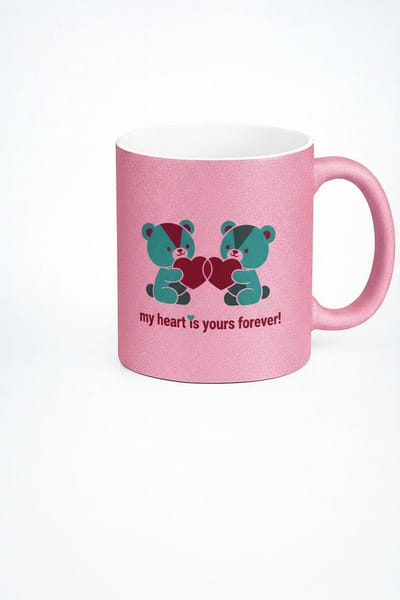 Romantische Roze Mok 'My Heart is Yours Forever' met Lieve Beertjes & Hart - Cadeau Liefde Valentijn
