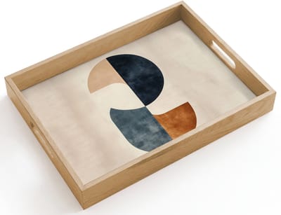 Dienblad hout 40x30 cm - Schootdienblad - Cirkels - Abstract - Kleurrijk - Borrelplank rechthoek - Plateau dienbladen
