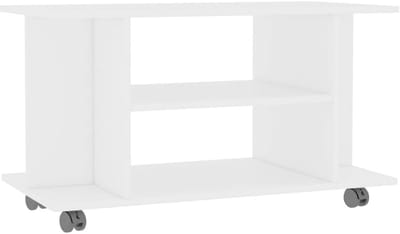 Wit TV Meubel met Wielen en Open Planken - Strak en Functioneel