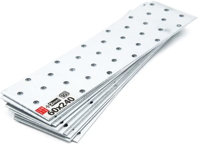 LUN FIX - Flachverbinder 240 x 60 x 2mm - 10 stuks - Lochplaat - Verbindingsplaat - Verbinder - Houtverbinder - Verzinkt