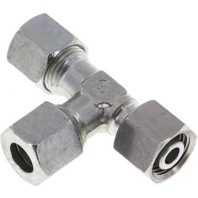 10L Zink Geplateerd Staal Rechte Hoek T Stuk Snij Fitting Met Draaibaar 315 Bar Verstelbaar ISO 8434-1