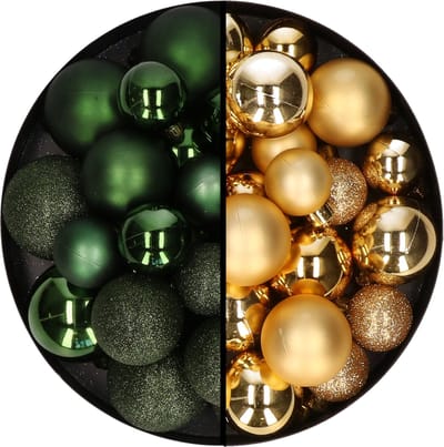 Decoris kerstballen 60x st - donkergroen/goud - 4-5-6 cm - kunststof - kerstversiering