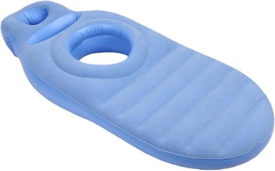 Opblaasbaar Lichaamskussen - Luchtbed Kussen - Comfortabel Slapen - Uniek Buikgat Ontwerp - 165x70x25cm - Blauw