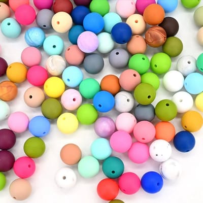 Kralen, 100 stuks, 15 mm, kleurrijke knutselkralen, ronde losse knutselkralen voor doe-het-zelf halskettingen, knutselen, armbanden, sieraden, kleurrijke siliconen abacuskralen