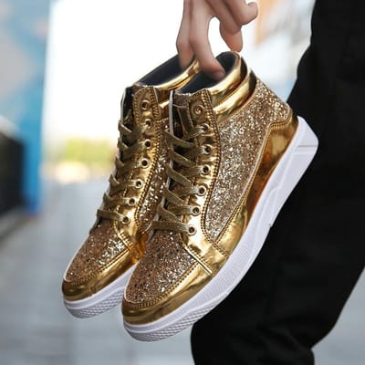 Hoge Heren Sneakers  Glitter Heren Enkellaarzen  Antislip Casual Schoenen  Hip Hop Heren Laarzen 42 brown